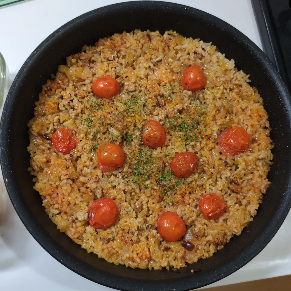 豚ひき肉のパエリア|つくもさん