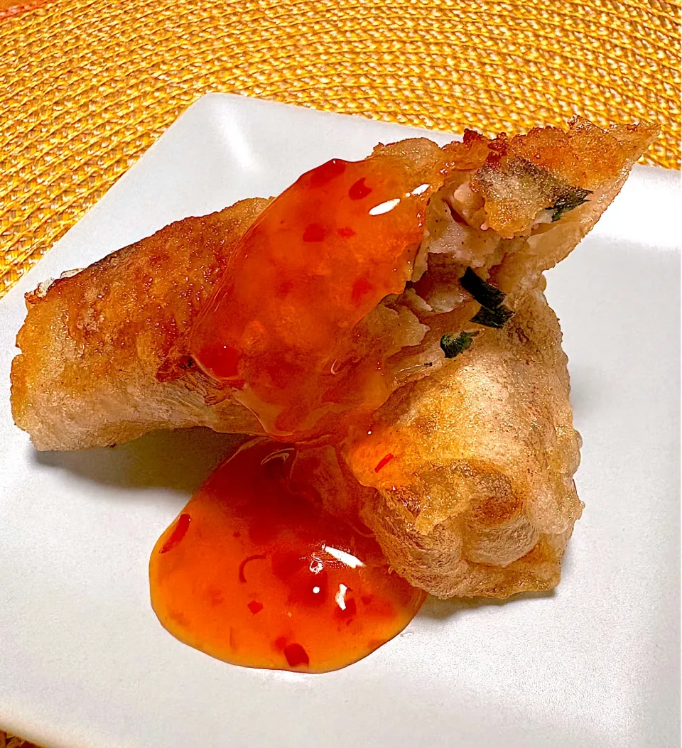 餃子の餡をライスペーパーで包んで揚げ焼きしてみたよ、|藏ママさん