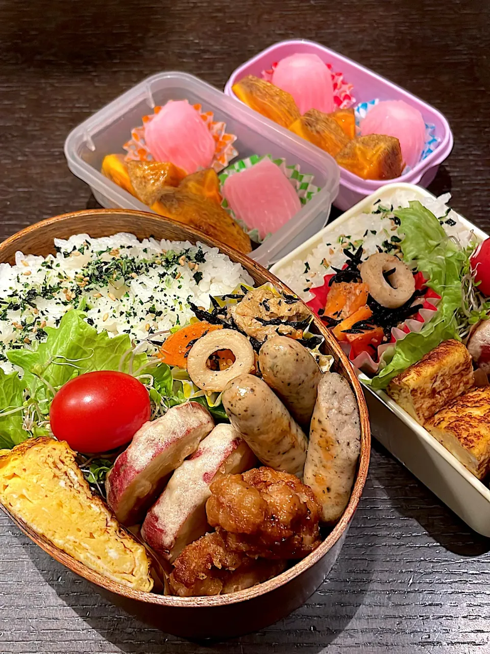 唐揚げとおいも天のお弁当|雑草シェリーさん