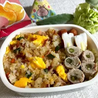 ＊0116. 炒飯＆えのきの肉巻き🍄‍🟫娘ちゃんの高校生弁当🍱＊|＊抹茶＊さん