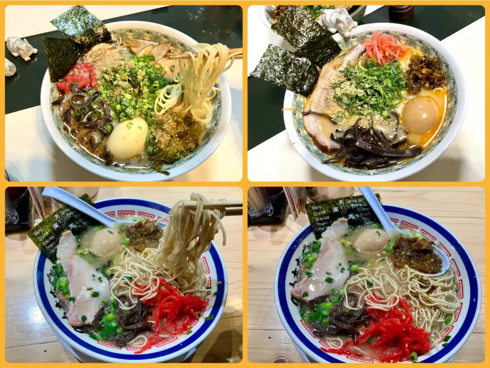 上段は自宅で作った、田中商店風　　　　　　　　下段は本物の田中商店の豚骨ラーメン|Takeshi  Nagakiさん