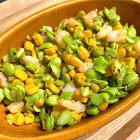 こどもごはん＊えびと枝豆とコーンの塩麹炒め|茶茶茶さん