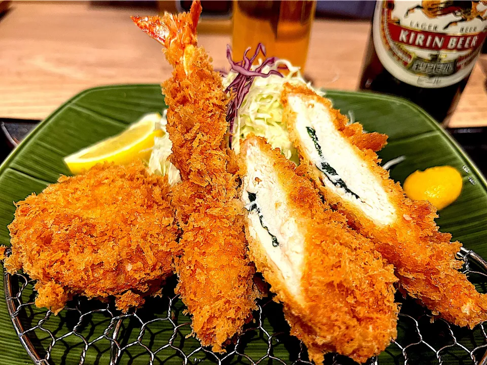 ランチメニューたちばな(一口ひれかつ・海老フライ・大葉入りささみかつ)@とんかつ和幸|須佐浩幸さん