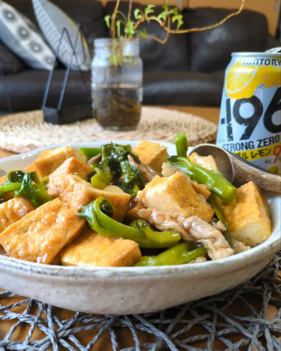 厚揚げとつるむらさきの和風あん|まりおさん