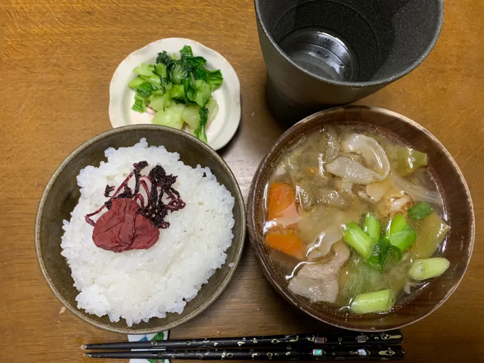 夕食　豚汁、炊き立て新米|ATさん