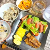 11/12晩ご飯：焼アナゴとだし巻き玉子|ななみんさん