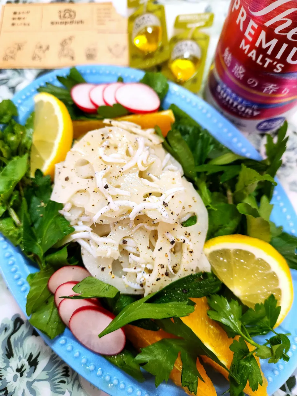 🔷蓮根と釜揚げしらす🌿クレソンのサラダ🥗🔷|@きなこさん