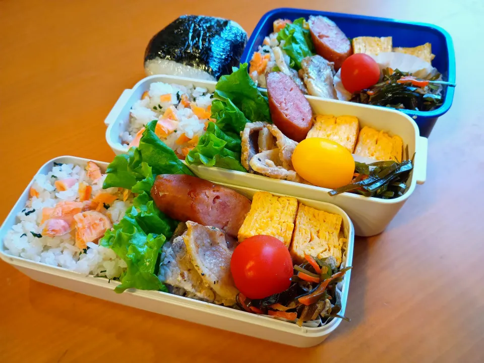 次男・私弁当&おにぎり|tamagomagomagoさん