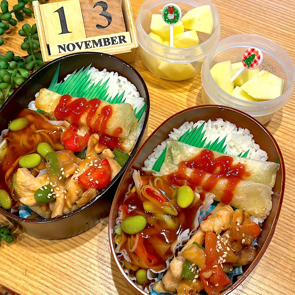 青椒肉絲＆かに玉弁当|ハミルトンさん