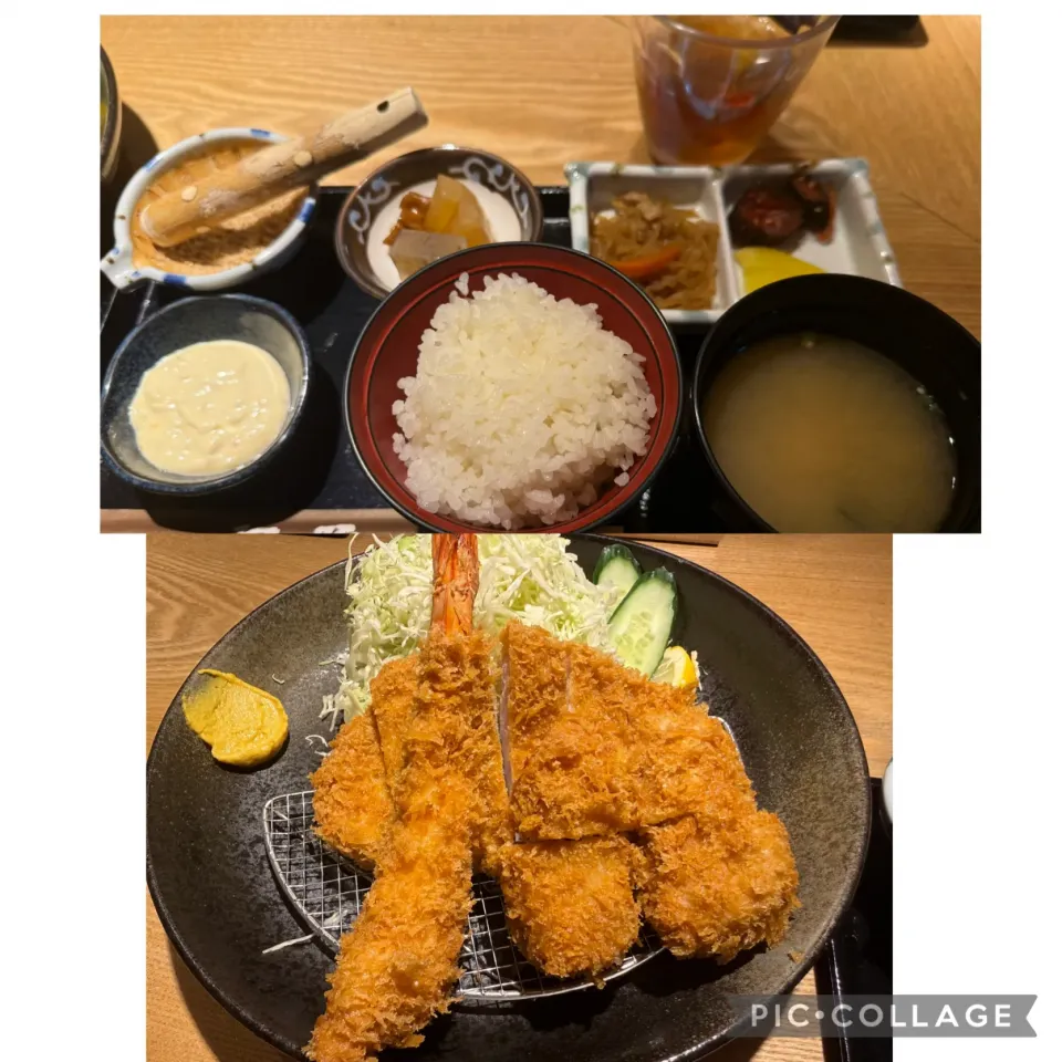 本日の出張ランチは、殿様定食@和豚　小田原店。ヒレカツ、ロースカツ、海老フライのボリューム満点。美味しくいただきました。|sniper66さん