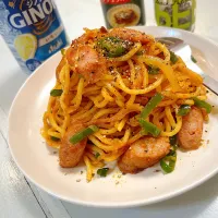 カラヒグ麺でナポリタン作ってみた