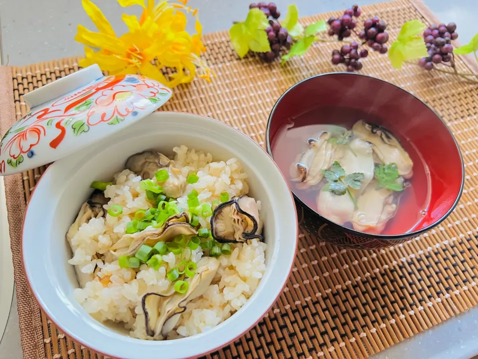 「牡蠣ごはん＆牡蠣のお吸い物」|バシュランさん