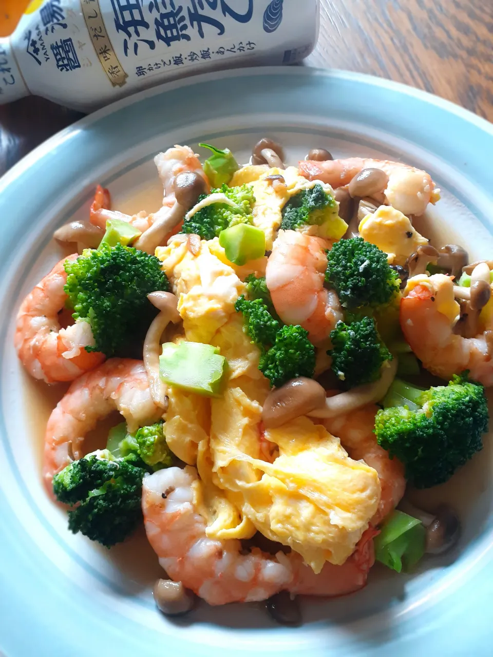 ヤマサ醤油公式アカウントさんの料理 えびとブロッコリーの海鮮だし卵炒め|fumfumさん