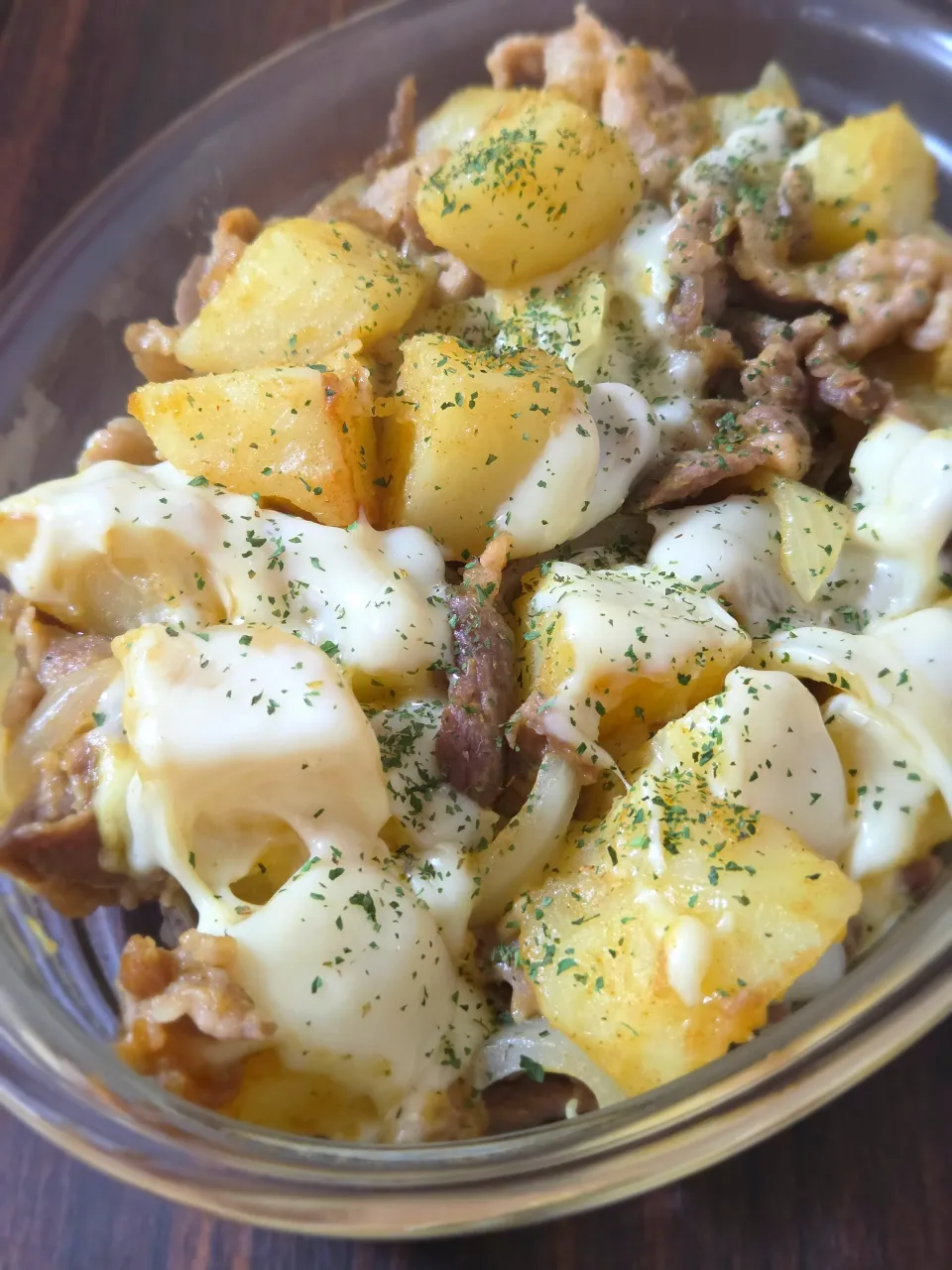 豚こまとじゃがいものカレーチーズ焼き|ぱんだのままんさん