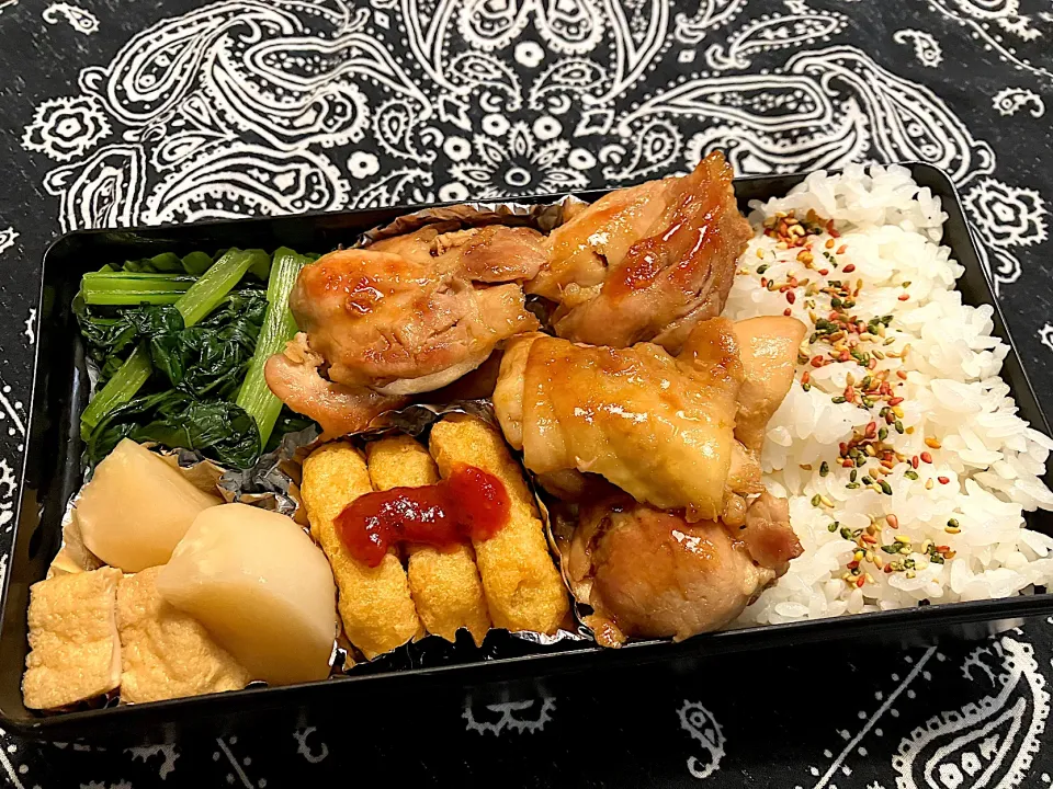 2025.11.14 息子弁当　◎チキン照り焼き　◎小松菜ナムル　◎カブと厚揚げ煮　◎チキンナゲット|goroさん