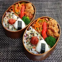 母とムスコのラブラブおソロ♪ナポリタンもおかずです！弁当