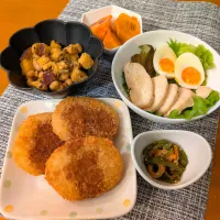 ☆コロッケ　☆サラダチキン　☆大豆とさつまいも煮　☆ピーマンきんぴら　☆柿|chikakoさん