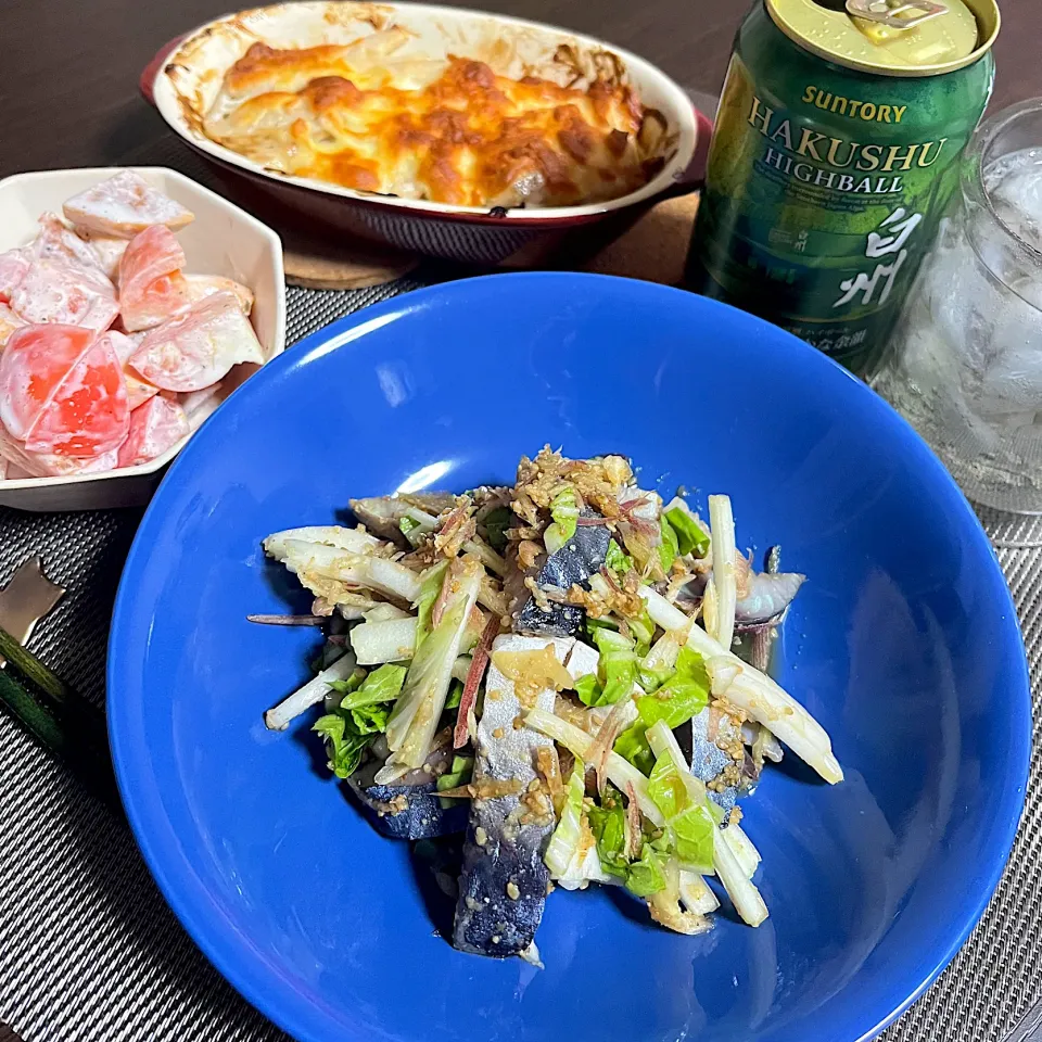 11/14晩酌：しめ鯖の胡麻和え|ななみんさん