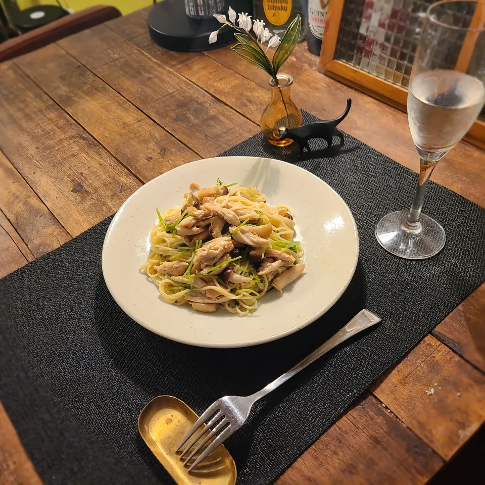 キノコとササミの和風パスタ|KEITAさん