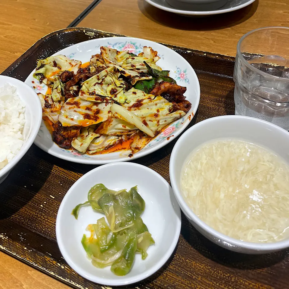 上海バール 豚肉キャベツ味噌炒め定食|四天王さん