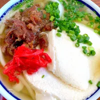 かしわうどんにだし豆腐トッピングat三井うどん| さくたえさん
