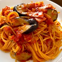 茄子とベーコンのトマトパスタ| 単身赴任のっちさん