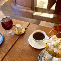 リオン菓子店　アイスコーヒー（はやと）とリオンブレンド（ぼく）もいただきまーす☕️（実況中継終了）