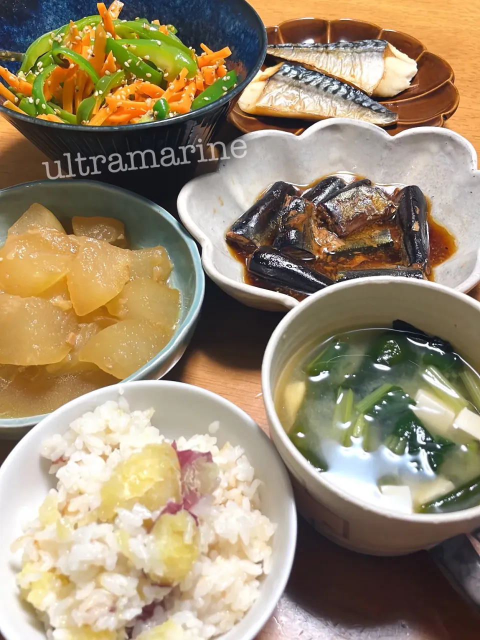 ＊さんまと鯖、さつまいもごはん、冬瓜秋のお魚和定食♪＊|ultramarineさん