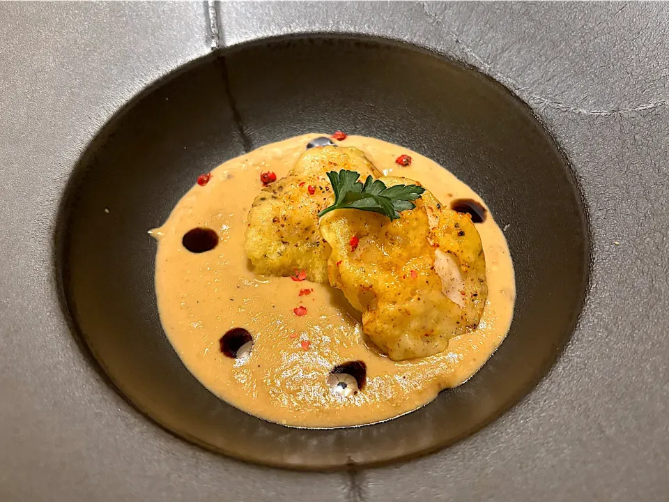 ③11月14日・［焼鳥コース］・鱧のフリット🐟ポルチーニソース😊✨|山勝さん