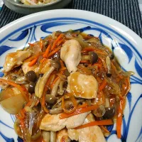 鶏むね肉の野菜あんかけ＆もやしとキャベツのあえ物|samutanさん