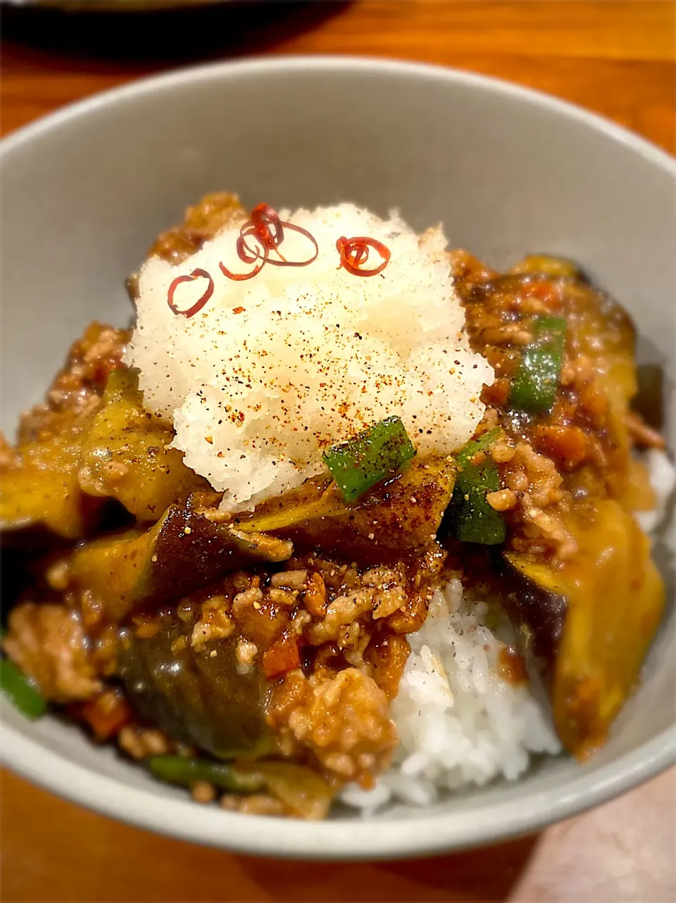 ナスみぞれ炒め丼|へろへろさん