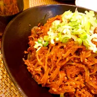 葱まみれ！麻婆春雨😋