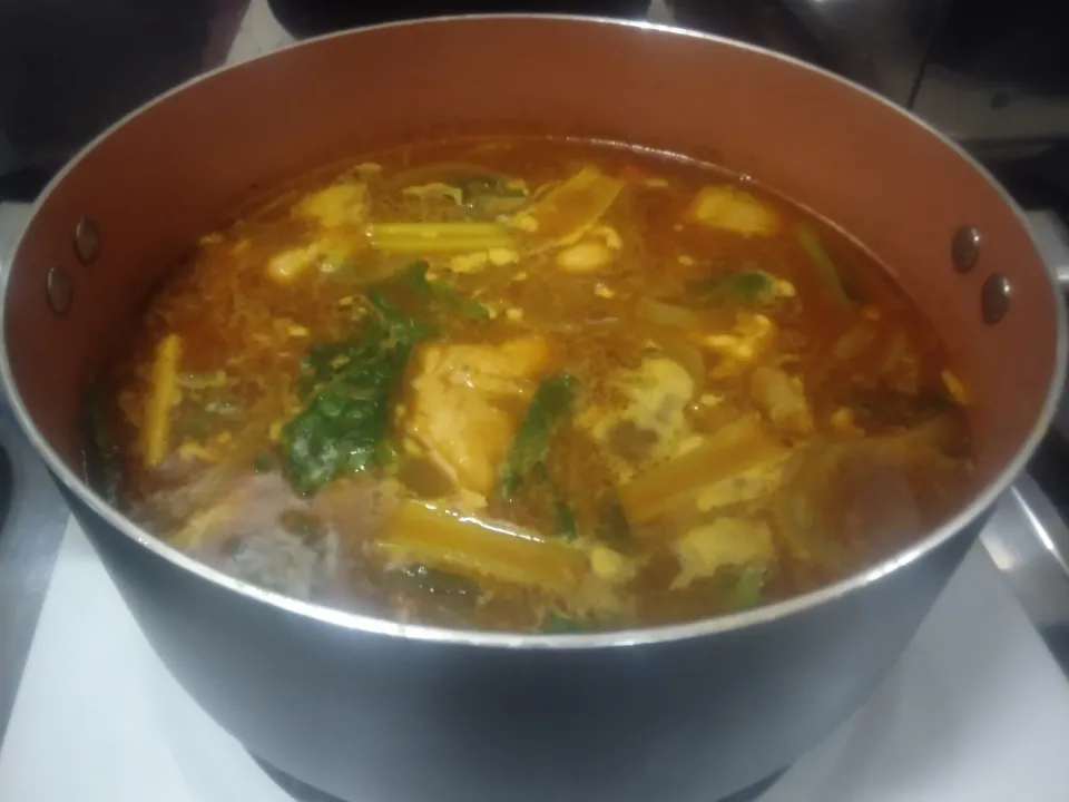 昨夜のキヌガサダケと鶏もも肉のスープで中華スープカレー|にんにくと唐辛子が特に好き❤️(元シャリマー)さん