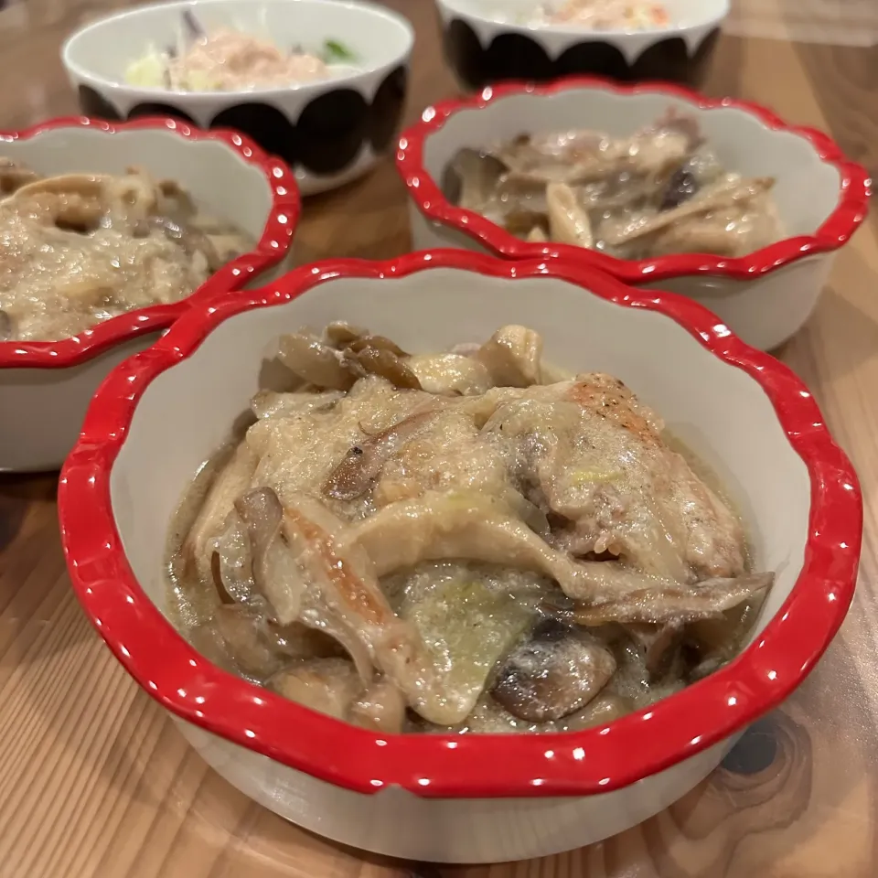 きのこ6種類 チキンフリカッセ|愛さん