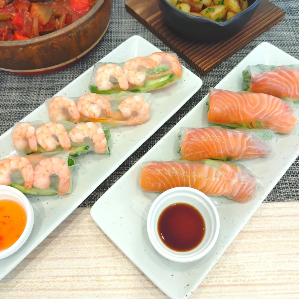 サーモンとエビの生春巻き|あゆみ│ハレシピさん