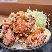 唐揚げ合盛りすた丼@清水PA|mor.ramenさん