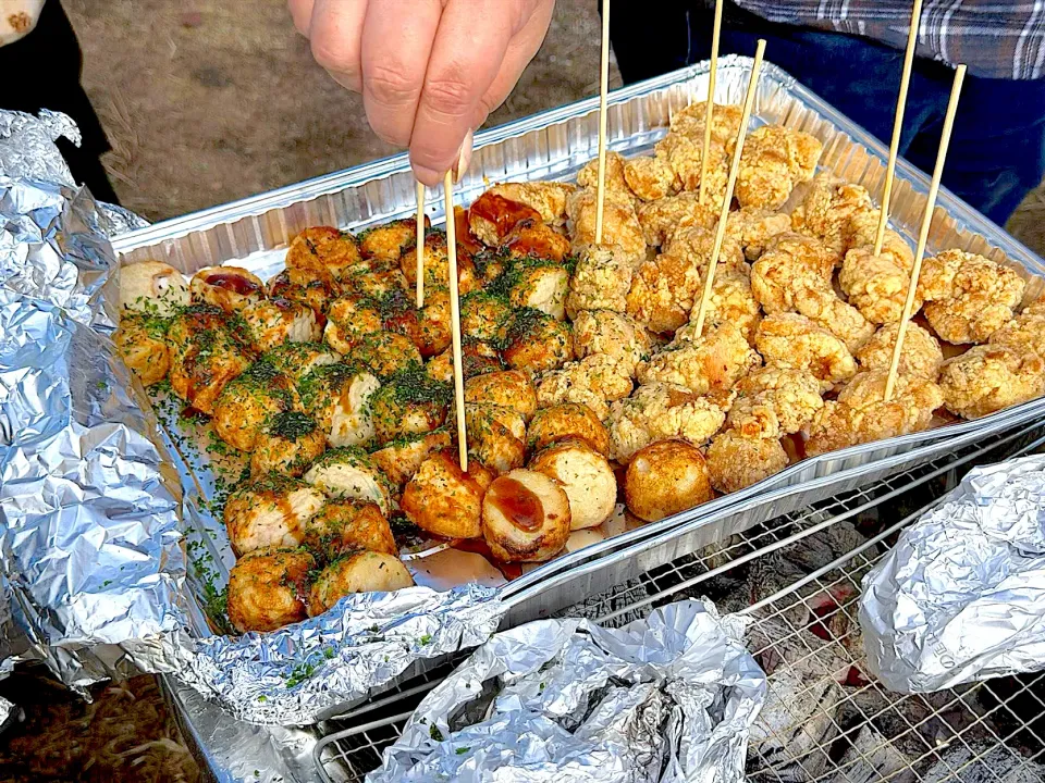BBQで鶏からとたこ焼き|Takeshi  Nagakiさん