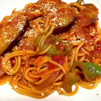 茄子とピーマンのナポリタン|笑福さん