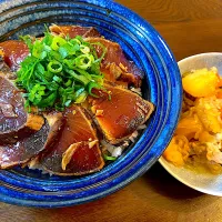 カツオの漬け丼＆肉じゃが|単身赴任のっちさん