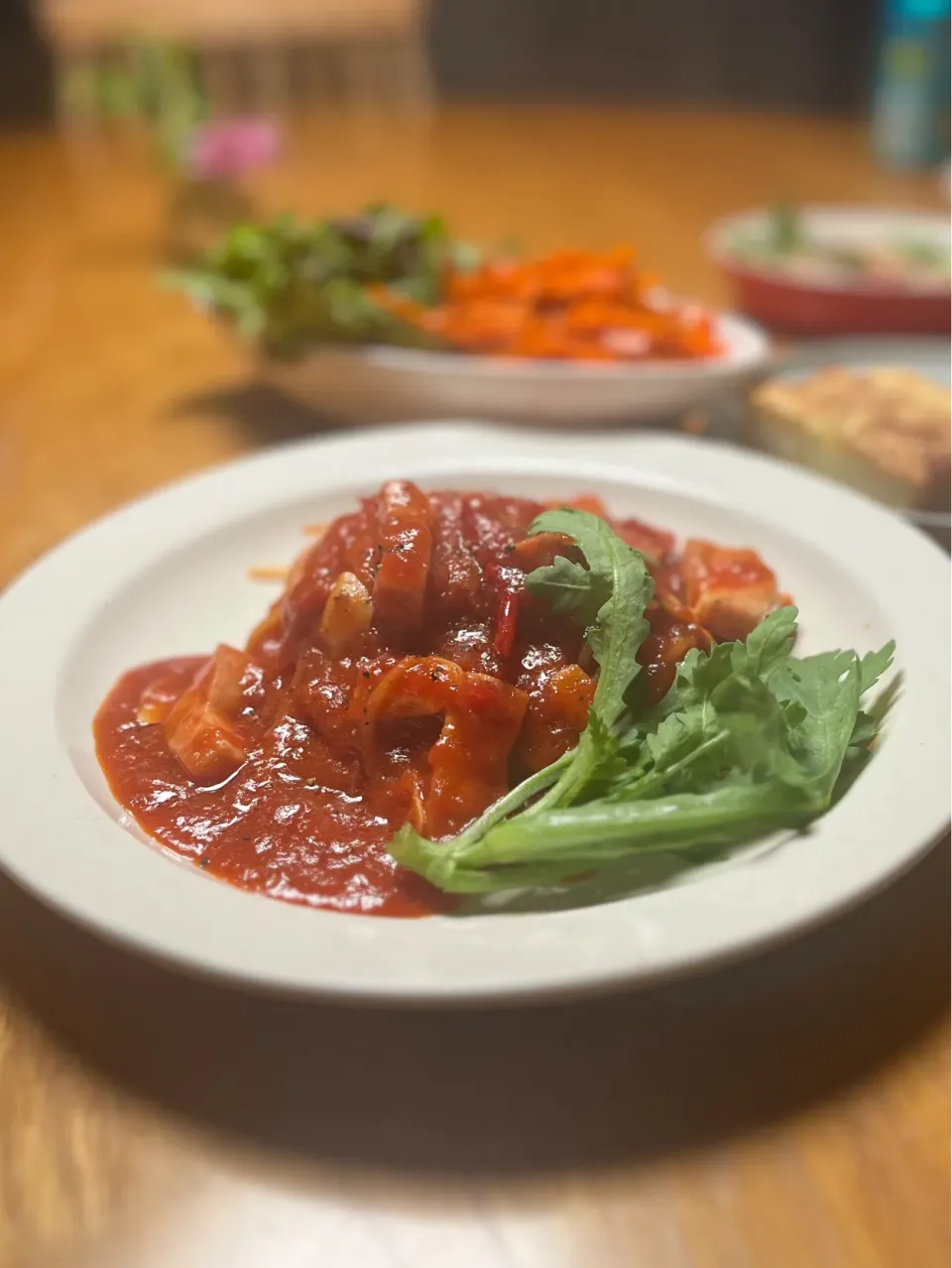 11/16の夕食　春菊トマトパスタ|yoneさん