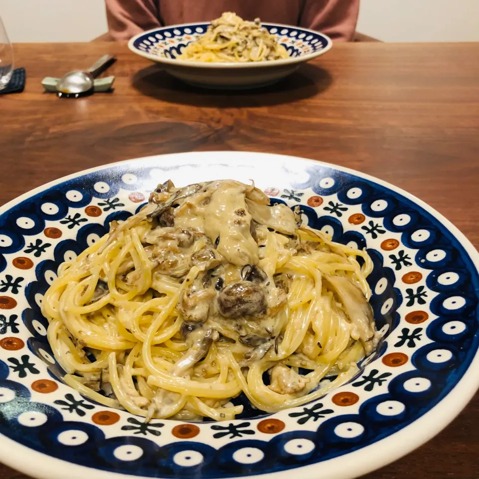 きのこのクリームスパゲッティ|タロッカ主夫見習いさん