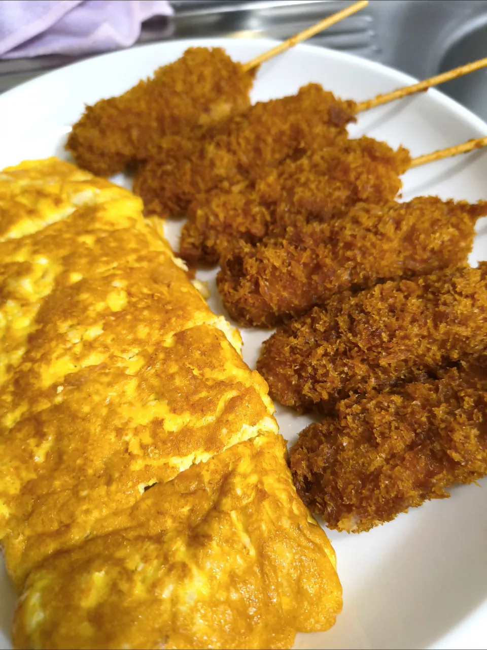 串カツてひき肉入り卵焼きやねん|時雨さん
