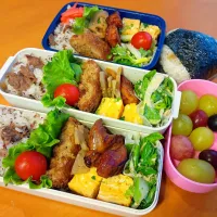 次男・私弁当&おにぎり