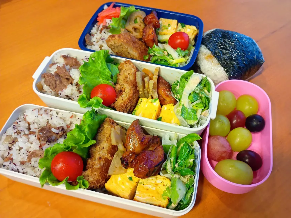 次男・私弁当&おにぎり|tamagomagomagoさん