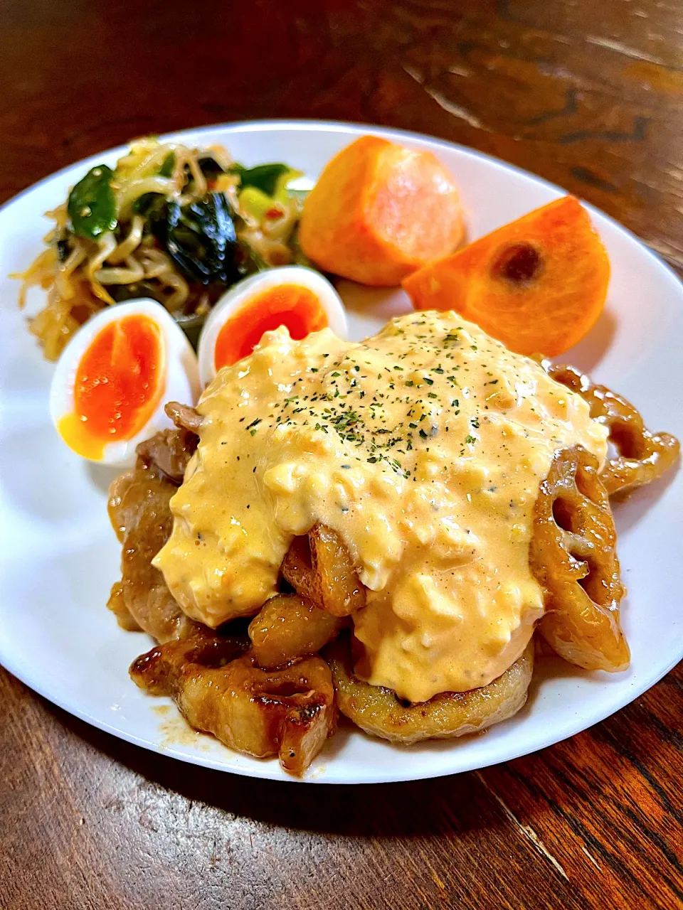 豚こまと蓮根のタルタル照り焼き|凛さん