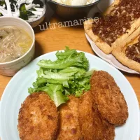＊肉じゃがコロッケと冬瓜のサラダ、揚げ焼き♪＊|ultramarineさん