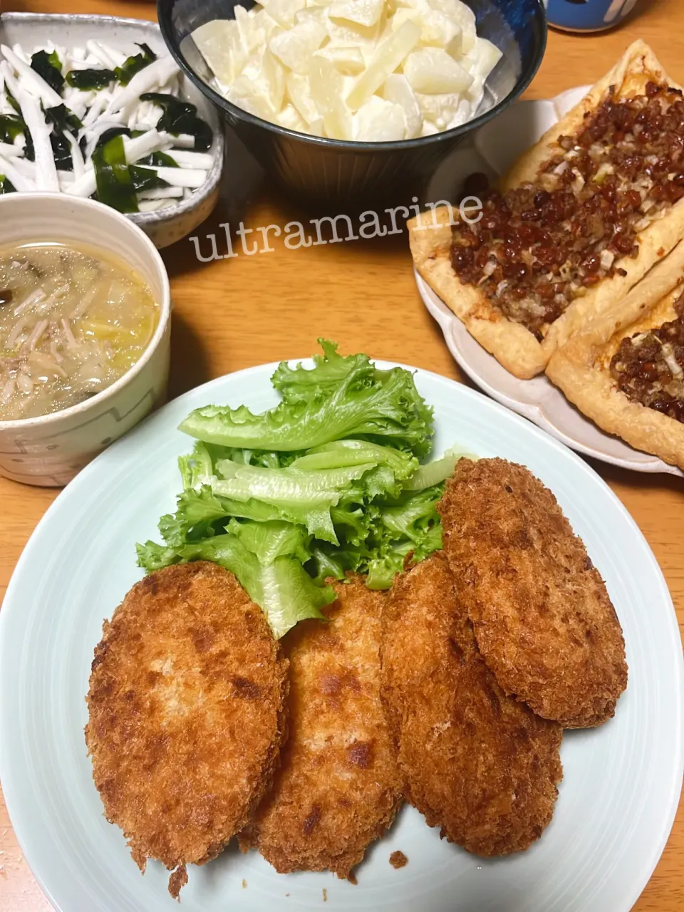 ＊肉じゃがコロッケと冬瓜のサラダ、揚げ焼き♪＊|ultramarineさん