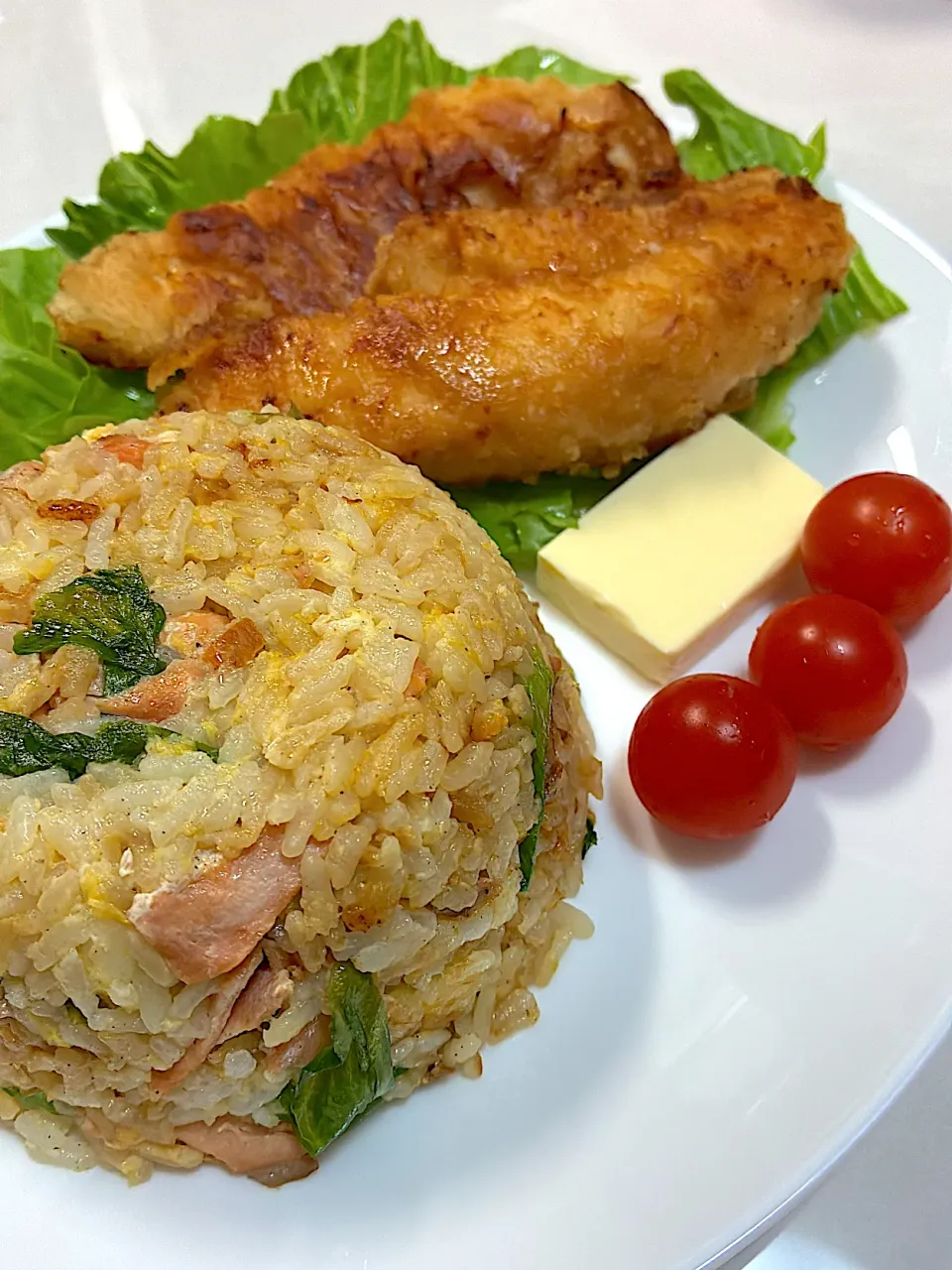 鮭レタスチャーハン&ささみの竜田焼き&チートマ|なおさん