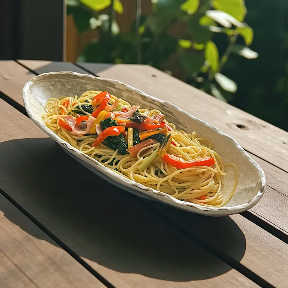 スイスチャードスパゲティ|りょうりょうさん