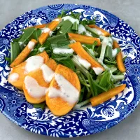 ゴルゴンゾーラドレッシングの柿サラダ|紅茶とお菓子と時々ごはんさん